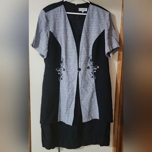 20W Dressbarn Womens Navy Blue Short Sleeve Scoop Neck A Line Dress